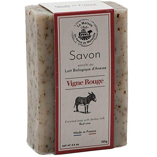 Мејсон Ду Савон Де Марсеј - француски сапун направен Со Свежо Органско Магарешко Млеко-Мирис На Црвено Вино - 125 Грама Бар