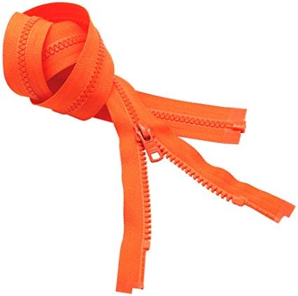 26 vislon zipper ~ ykk 5 обликуван пластичен спортски патент ~ Одвојување - 523 портокал