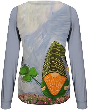 2023 година Св Патрик Ден скокач женски врвови Шамок кошули меки долги ракави пуловер Туники врвови gnome виножито печатено