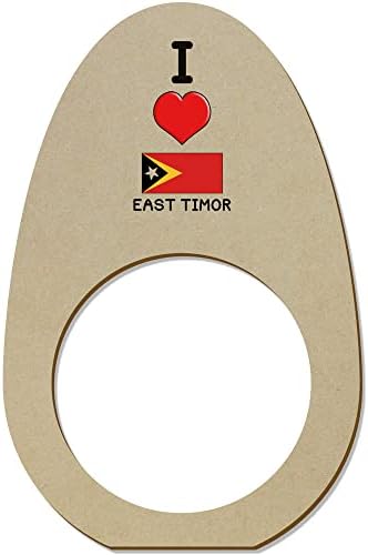 Азиеда 5 x 'Јас го сакам Источен Тимор' Дрвени прстени/држачи за салфетка