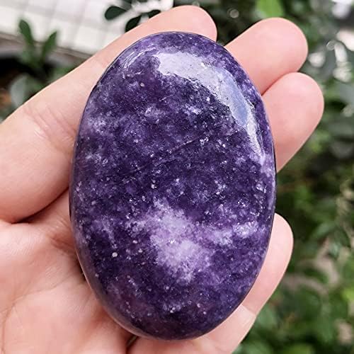 Fekuar овална природна виолетова палма камен, палмен камен, полирана загрижена џебна масажа камења заздравување кристал за терапија