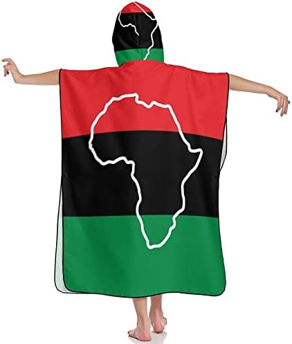 Плевелкејат Афроамерикански Знамиња Качулка Со Качулка За Деца Мека Кадифена Крпа За Капење Со Качулка За Базен Плажа Прикривање За Пливање