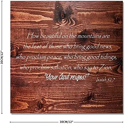 Вуд знак колку се убави на планините стапалата на оние кои носат добри вести кои прогласуваат мировен библиски стих дрвен виси знак фарма