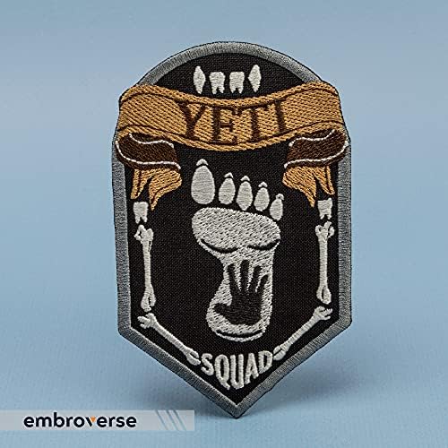 Embroverse Squad Squad Bigfoot Patch - Sasquatch Cryptozoology Paranormal Monster - Везено железо на закрпи - Големина: 3 x 4,8 инчи