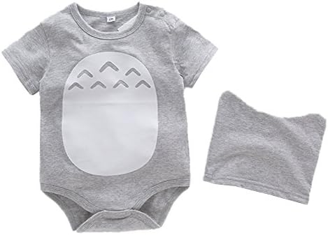 Stylesilove Unisex Baby Baby Gives Girs Grey Christ Rell Rilper Romper со капа од 2 парчиња цртан филм летна облека