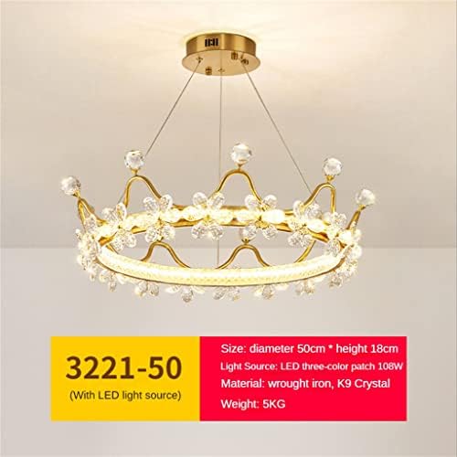 Омонс круна лустер трпезарија спална соба за домашни декории за лесни тела за светло/г/50 см