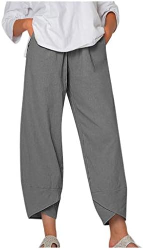 Pantsенски панталони за жени во Дсодан, лабава мека тренингот за џемпери, каузални памучни постелнина панталони со џебови