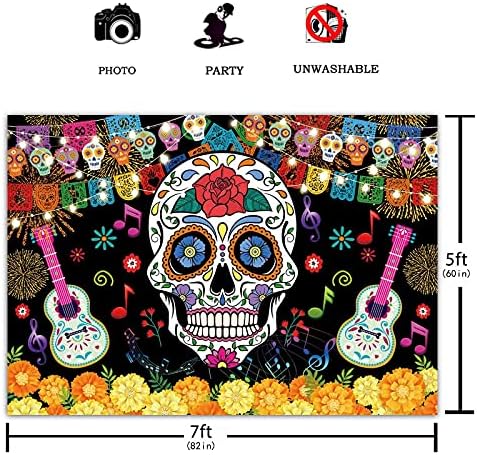 Смешно 7x5ft ден на мртвата забава позадина Мексикански фиеста череп цвеќиња тематски дијас де лос Муертос Фотографија Позадина Флорална