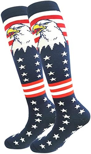 Американско знаме атлетско колено високи чорапи патриотски над чорапите за теле за фудбалски фудбалски фудбалски фудбалски фудбал