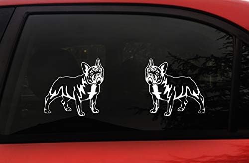 Француски булдоги - Симпатична налепница за кучиња Французи за прозорец за автомобили - лево и десна големина 5,5 x 5,3 инчи