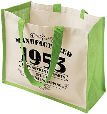 70 -ти роденденски торбички подароци за жени - торбички со памук со памук јута за купување - произведени 1953 зелени -l
