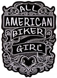 Американска велосипедист девојка, лепенка - сите американски велосипедисти девојки високи конец за железо запечатена запечатена