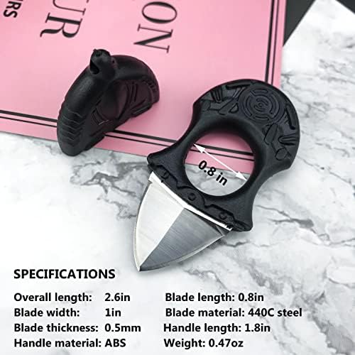 Хуаао Ултра мал фиксен нож за сечило, 0,8in 440C сечило од не'рѓосувачки челик со рачка ABS, мини нож за сечење на колекција на