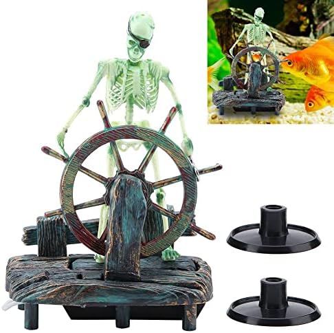 Аквариум пиратски капетан декорација Аквариум скелет украс украси на пејзажи на пиратски капетан скелет на дејство на тркалото