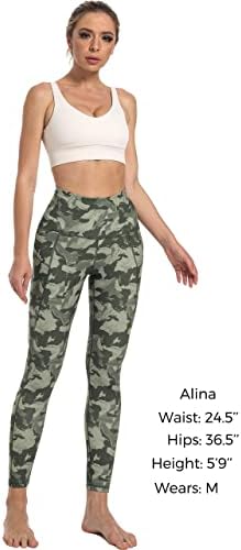 Бесплатни панталони за јога од леопард со џебови за жени со високи половини за тренингот за тренингот