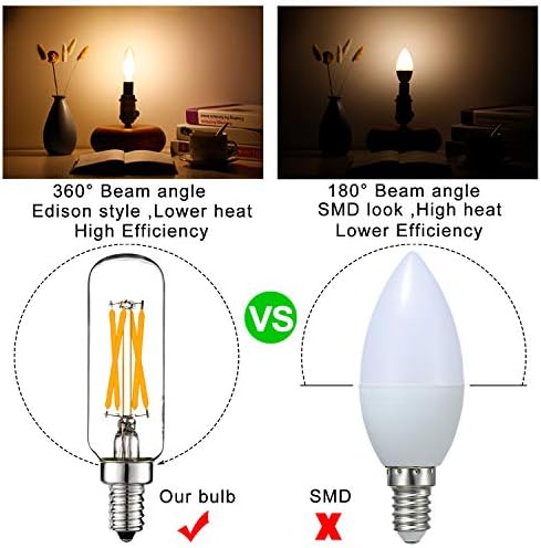 Litehistory Пакет На T6 T25 E12 Candelabra сијалица 60 вати и e26 led Сијалица 6w=60w Затемнета Топла Бела 2700K AC120V 600lm Тубуларна