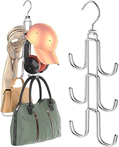 TOFIIGREM ротирачки чанти за чанти за чанти, сребрени метални чанти куки за чанти Организатор, плакари куки заштеда на простор за