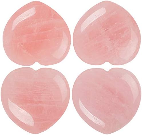 Ufeel 4 парчиња природен розов кварц, пуф срце, палм камен за чакра реики балансирајќи го загрижениот камен