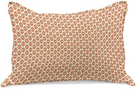 Амбесон Портокал плетен ватенка перница, меки тон тонирани гроздобер геометриски триаголници искривени плоштади плочки, стандардна покривка