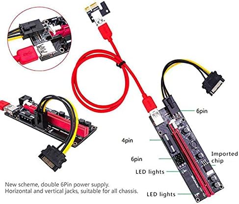 Конектори најновиот VER009 USB 3.0 PCI -E Riser Ver 009S Express 1x 4x 8x 16x Extender Riser Adapter картичка SATA 15 пин до 6 пински кабел