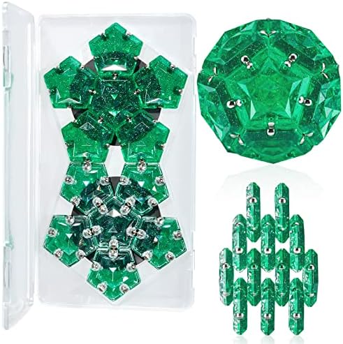Магнетски фиџетски сфера магнети топки - кристално зелена холографска сјај - играчка за магнет фиџетс - 12 парчиња сет - креативност