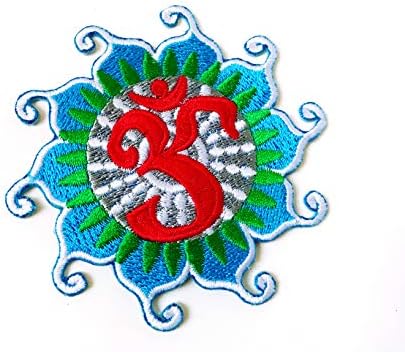 Th Aum om Patch Blue Infinity Среќа лого извезено апликација шива железо на лепенка за капачиња за капаци на капаци од фармерки со ранец