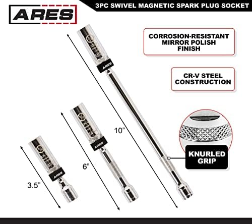 Сет на мерачи на јазот на Ares Spark и 3/8-инчен погон со 5/8-инчен Swivel Spark Spark Seturn Set-два мерачи на рампа и жица-вклучува