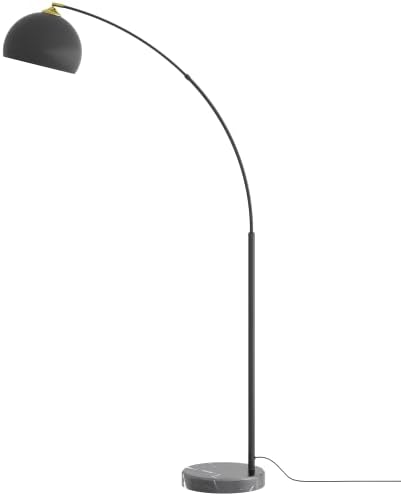 GetInlight 66 Современа црна метална ласка ламба со внатрешна златна метална сенка и црна мермерна база, вклучена LED сијалица,
