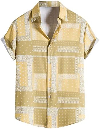 Машка хавајска кошула летна маичка со кратки ракави за кратки ракави геометриски кошули за печатење Обично копче надолу од празник