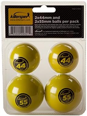 Killerspin сет од 2 преголеми 44 mm & 2 екстра големи големи 55 mm табели тениски топки жолта