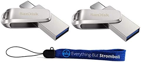 Sandisk 1tb Флеш Диск Ултра Двоен Диск ЛУКС USB Тип-C За Паметни Телефони, Таблети , И Компјутери - ГОЛЕМА Брзина USB 3.1 Пакет Со Сѐ, Но Stromboli Јаже