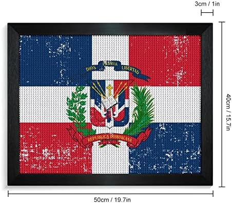 Ретро Доминиканска Република знаме Дијамант за сликање на слика за сликање 5D DIY целосна вежба Rhinestone Arts Wallид декор за