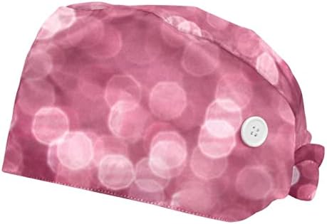 Niaocpwy 2 пакет розови сјајни ефекти трепет сјајни работни капачиња со џемпери за жени мажи, буфан чиста турбан капа