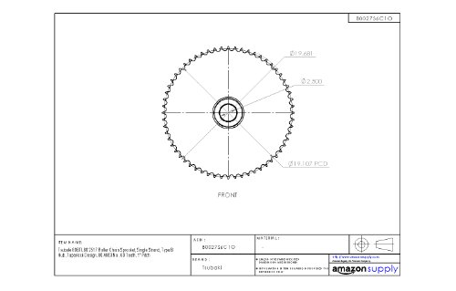 Tsubaki 80Btl60 Sprocket на ролери, единечно влакно, дизајн на TaperLock, потребно е 2517 грмушка, 60 заби, 80 ANSI No., 1 терен