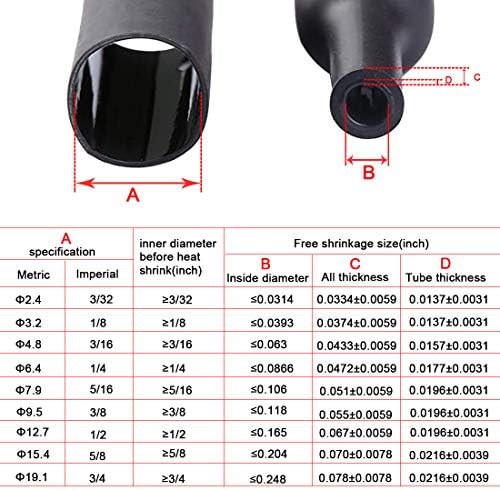 Виолетова-лисица 3: 1 водоотпорен комплет за цевки за намалување на топлината, лепило со лепило на топлина, смалување на топлина, отпорна