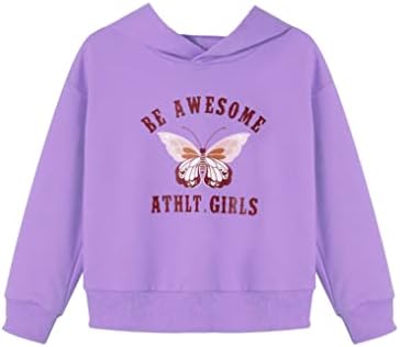 Yuumin Девојки девојки пулвер џемпер со долги ракави пеперутки печатат дуксери блуза за дневна обична облека