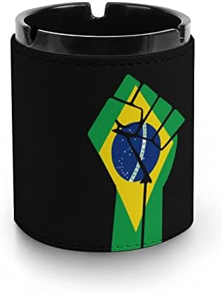 Бразилско знаме се спротивстави на кожени пепелници за пушачи пушење пушење пепел држач за пепел за домашно канцелариски автомобил