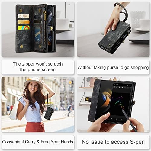 Компатибилен Со Samsung Galaxy Z Fold4 Случај, За Samsung Galaxy Z Пати 4 5g Паричник Случај За Жени Мажи, Рфид Блокирање Кожа Магнетни