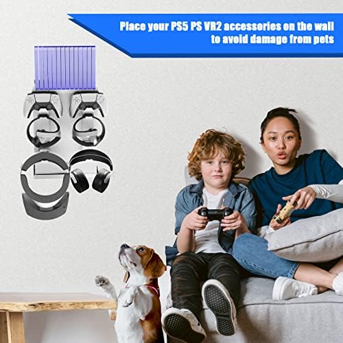 Sehawei PS5 Монтирање На Ѕид, Ѕид Монтирање ЗА PS5 Конзола, PS5 Заградата со PS VR2&засилувач; PS5 Игра Додатоци, 14pcs Игра