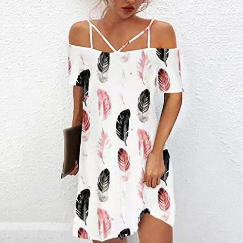 Bingyelh Maxi фустани жени лабава кратка ракав леопард печати шпагети ленти фустани копче секси летен женски обичен фустан
