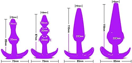 Пакет од 4 пурпурни силиконски приклучоци за обука на силиконски задникот, комплет за стартување на анален секс играчки за почетници