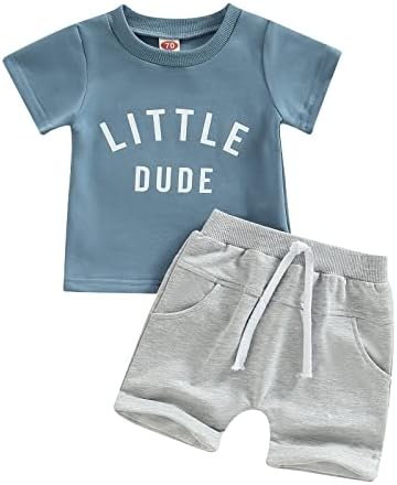 Murnouche 2 парчиња дете бебе момче лето облека со буква маица обични шорцеви