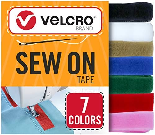 Бренд Velcro Sew на лента 15ft x 3/4 во разновидност пакет 7 бои за ткаенини облека и занаети, замена за прилепувања и копчиња, исечени ленти