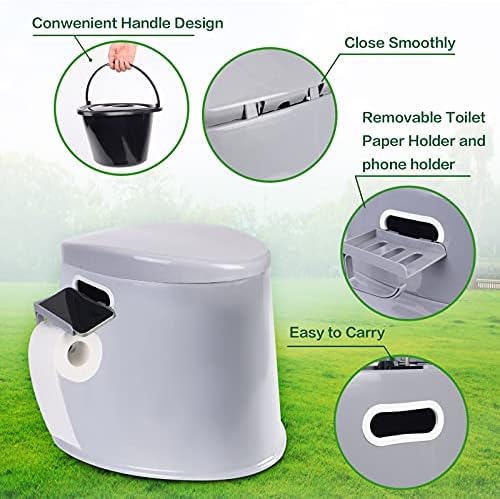 Тиктун Пренослив Тоалет За Кампување Со Одвојлива Внатрешна Кофа И Отстранлив Држач За Тоалетна Хартија