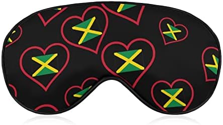 Ја сакам Јамајка Црвено срце маска за очи на очите Спиле за слепите со прилагодливи блокови од ленти, светло ноќна слепа за патување за