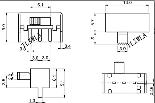 Boxifa Микро Прекинувач 10PCS SK-12F14G4 2 Позиција 1p2t Pcb Панел Агол Хоризонтална Слајд Прекинувач За Напојување