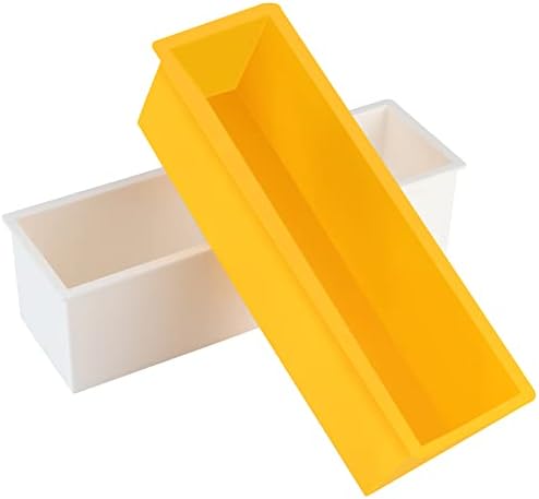 Sanbege 2 парчиња сапун од сапун со пластична кутија, флексибилен силиконски правоаголен мувла 42oz, алатка за правење вртежи