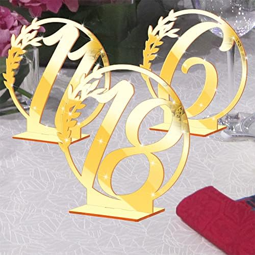 ЛИЖУМИЛ 20 парчиња Броеви На Свадбена Маса 1-20 Златни Акрилни Јасни Броеви На Тркалезни Броеви На Картички Стои Со Основа На Држачот