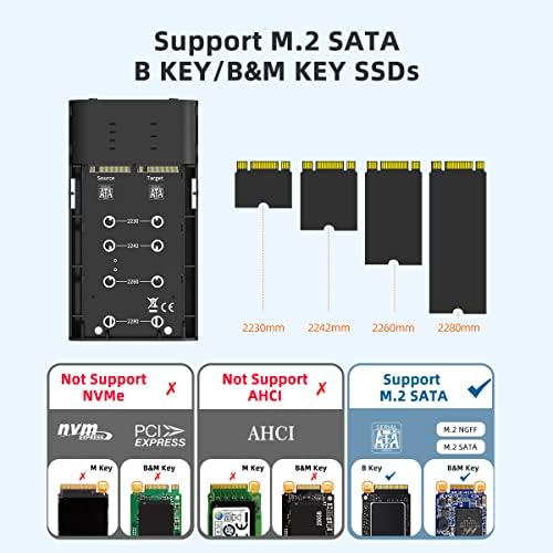 Maiwo M. 2 SATA Дупликатор Клонер Докинг Станица, Dual Bay M. 2 SATA SSD НА USB C Адаптер Комплет, USB3. 2 GEN2x2 5Gbps со UASP, 8tb Капацитет,