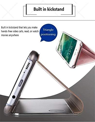 GYHOYA Компатибилен Со Samsung Galaxy S21 Плус Случај Со Kickstand Кожа Јасен Поглед Шминка Огледало Дизајн Сјај Луксузни Шок Отпорни Заштитни